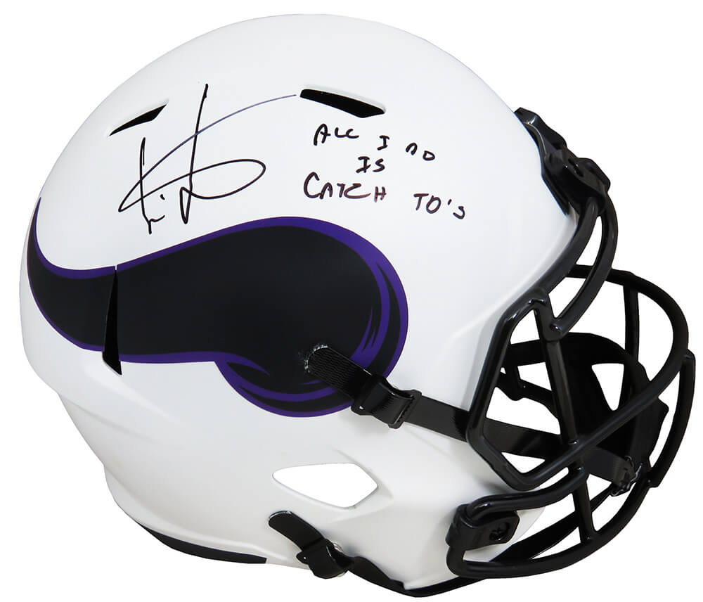 Cris Carter Signed Minnesota Vikings Lunar Eclipse Riddell Full Size Speed Replica Helmet w/All I Do Is Catch TD's - CARREP319 - Cris Carter Signed Minnesota Vikings Lunar Eclipse Riddell Full Size Speed Replica Helmet w/All I Do Is Catch TD's product image
