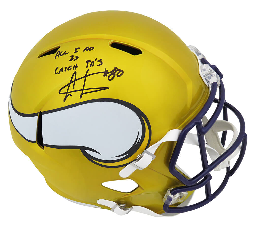 Cris Carter Signed Minnesota Vikings FLASH Riddell Full Size Speed Replica Helmet w/All I Do Is Catch TD's - CARREP322 - Cris Carter Signed Minnesota Vikings FLASH Riddell Full Size Speed Replica Helmet w/All I Do Is Catch TD's product image