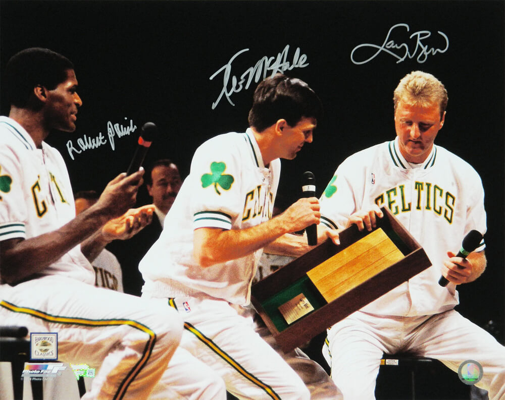 Larry Bird & Kevin McHale & Robert Parish Triple Signed Boston Celtics Bird Retirement Night 16x20 Photo - CEL16P206 - Larry Bird & Kevin McHale & Robert Parish Triple Signed Boston Celtics Bird Retirement Night 16x20 Photo product image