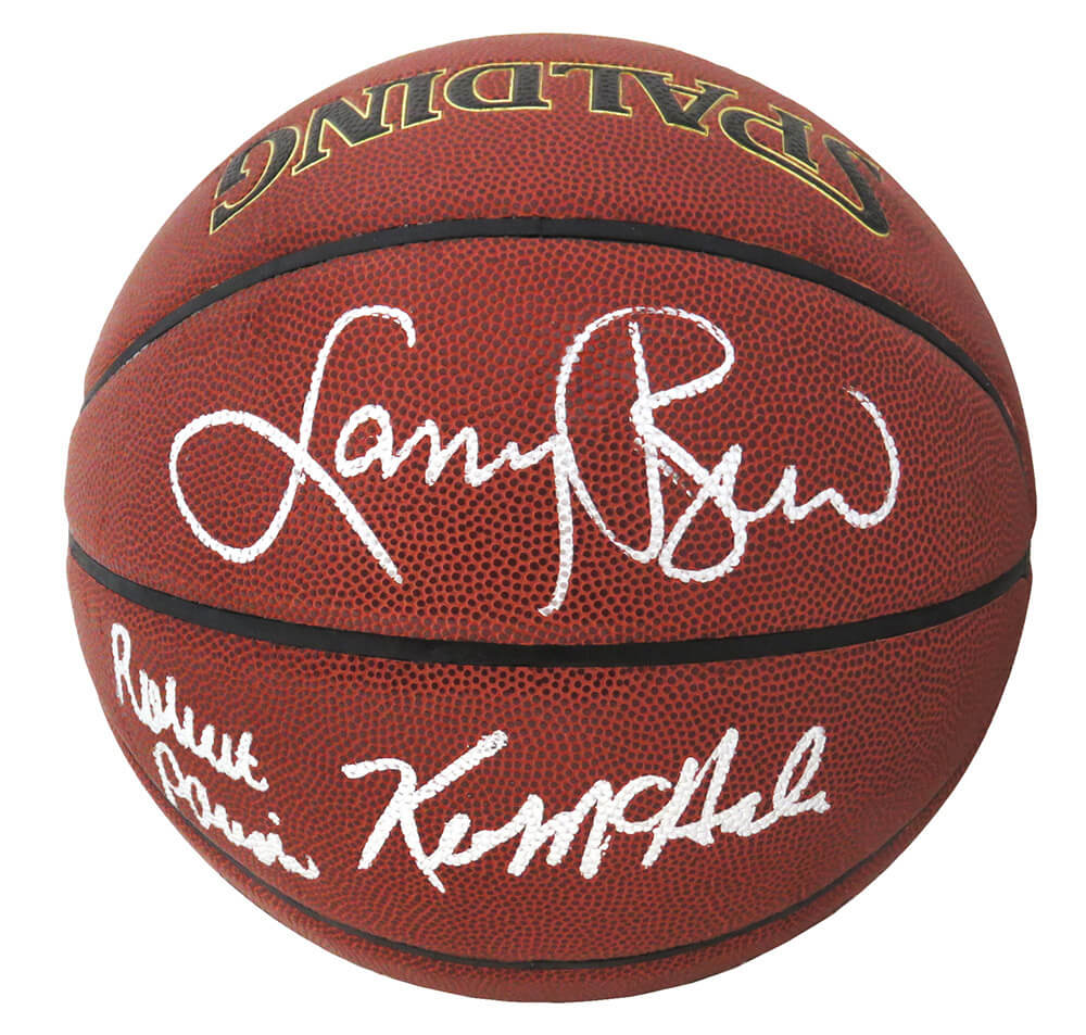 Larry Bird, Kevin McHale & Robert Parish Triple Signed Spalding Indoor/Outdoor NBA Basketball - CELBSK202 - Larry Bird, Kevin McHale & Robert Parish Triple Signed Spalding Indoor/Outdoor NBA Basketball product image