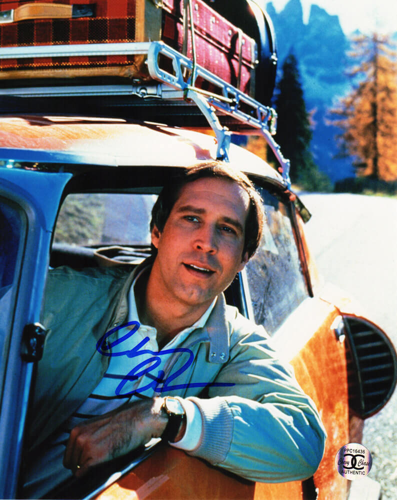 Chevy Chase Signed National Lampoon's Vacation Driving Car With Head Out Window 8x10 Photo - CHA08P520 - Chevy Chase Signed National Lampoon's Vacation Driving Car With Head Out Window 8x10 Photo product image