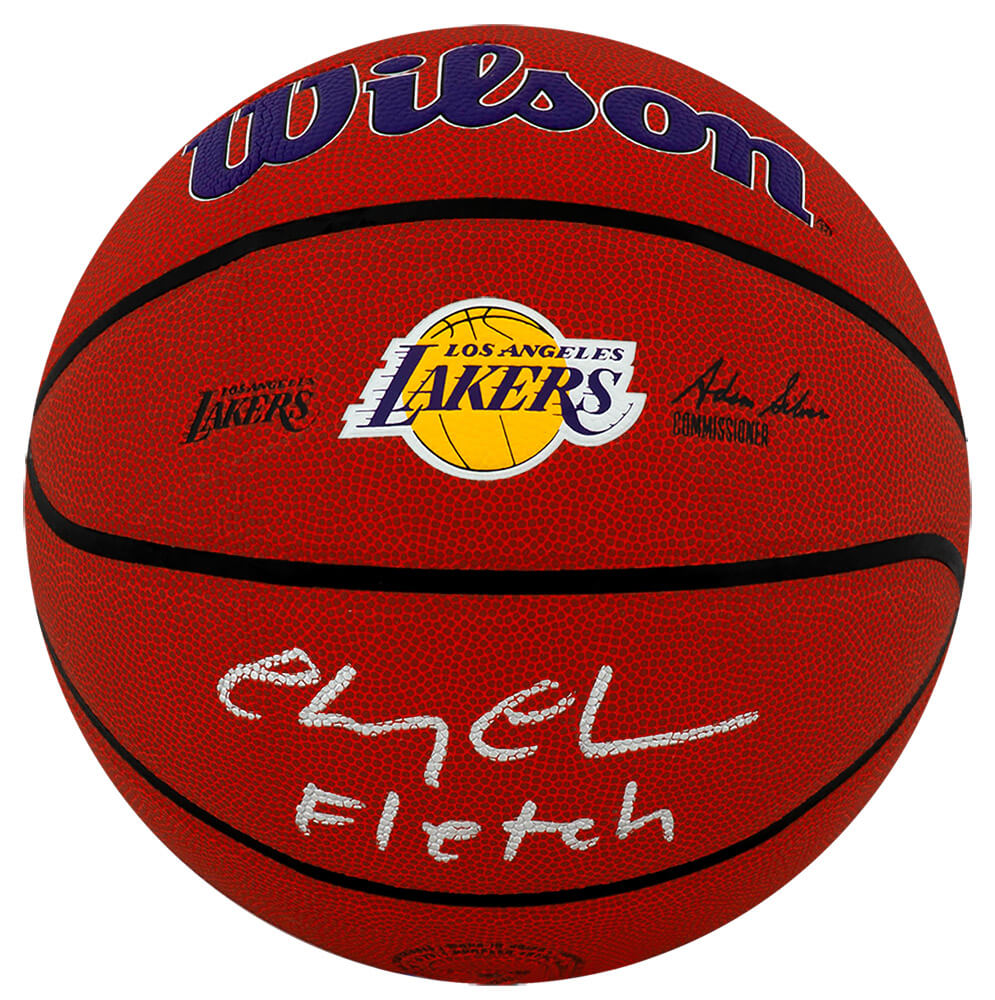 Chevy Chase Signed Los Angeles Lakers Logo Wilson NBA Basketball w/Fletch - CHABSK503 - Chevy Chase Signed Los Angeles Lakers Logo Wilson NBA Basketball w/Fletch product image