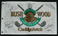 Chevy Chase, Michael O'Keefe & Cindy Morgan Triple Signed Caddyshack Bushwood Golf Flag w/Lacey, Noonan - CHAFLG505 - Chevy Chase, Michael O'Keefe & Cindy Morgan Triple Signed Caddyshack Bushwood Golf Flag w/Lacey, Noonan product image