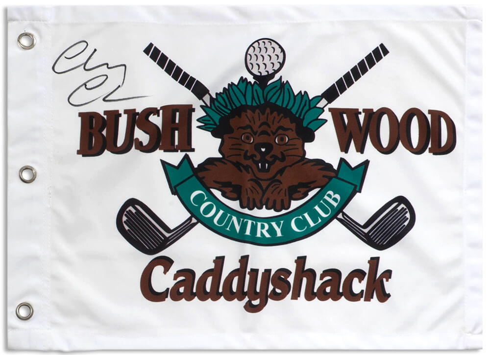 Chevy Chase Signed Caddyshack Bushwood 18x13 Golf Flag - CHAFLG510 - Chevy Chase Signed Caddyshack Bushwood 18x13 Golf Flag product image