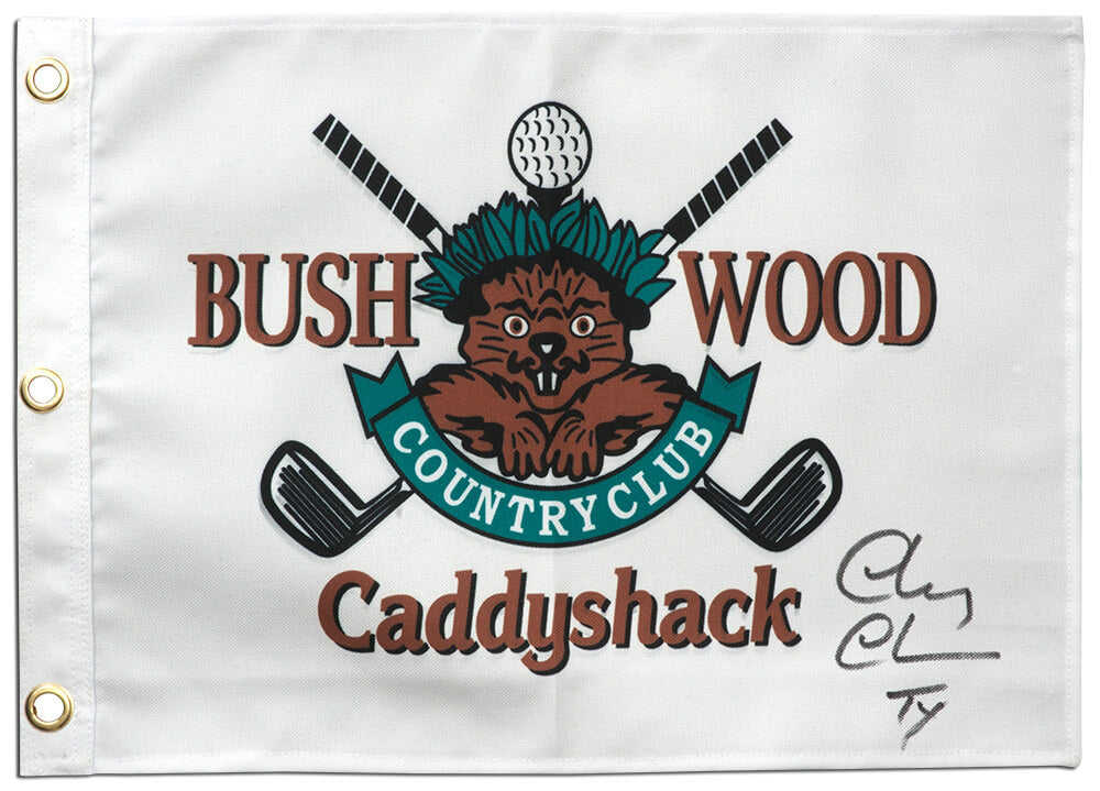 Chevy Chase Signed Caddyshack Bushwood 18x13 Golf Pin Flag w/Ty - CHAFLG512 - Chevy Chase Signed Caddyshack Bushwood 18x13 Golf Pin Flag w/Ty product image