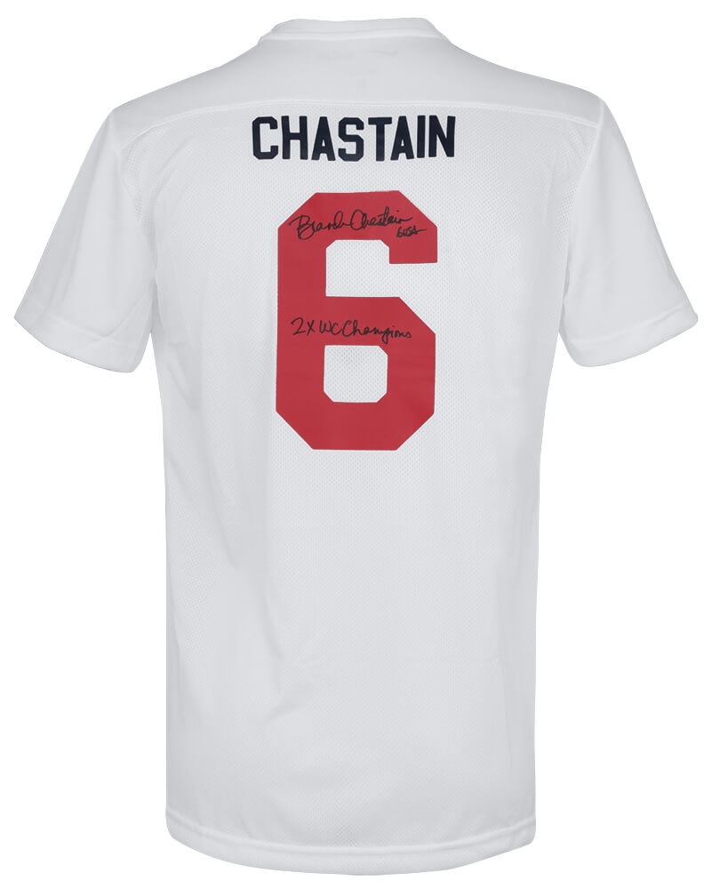 Brandi Chastain Signed Nike White Dri-Fit Soccer Jersey w/2x WC Champions - CHAJRY510 - Brandi Chastain Signed Nike White Dri-Fit Soccer Jersey w/2x WC Champions product image