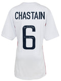 Brandi Chastain Signed White Custom Soccer Jersey w/2x WC Champs - CHAJRY512 - Brandi Chastain Signed White Custom Soccer Jersey w/2x WC Champs product image