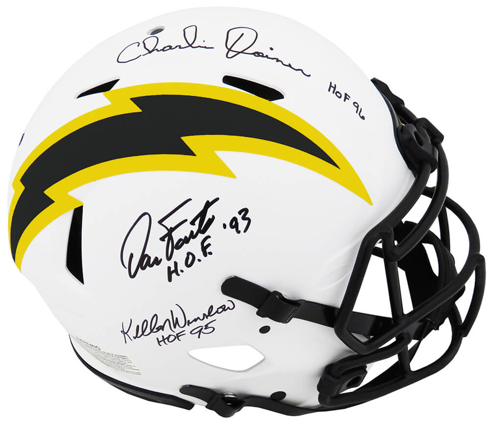 Dan Fouts, Charlie Joiner & Kellen Winslow Signed Chargers Lunar Eclipse Riddell ProLine Full Size Authentic Speed Helmet w/HOF Years - CHAPRO300 - Dan Fouts, Charlie Joiner & Kellen Winslow Signed Chargers Lunar Eclipse Riddell ProLine Full Size Authentic Speed Helmet w/HOF Years product image