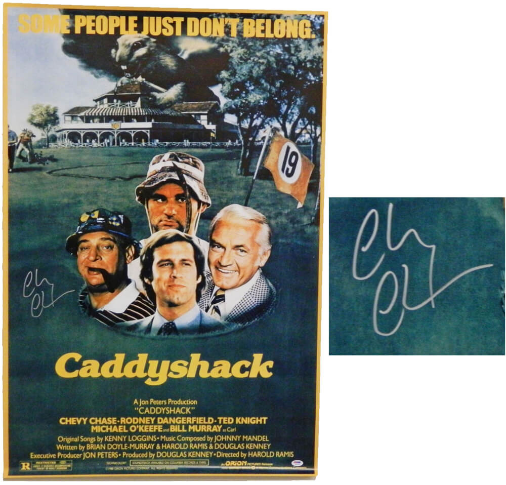 Chevy Chase Signed Caddyshack 27x40 Full Size Movie Poster (in silver) - CHAPST510 - Chevy Chase Signed Caddyshack 27x40 Full Size Movie Poster (in silver) product image