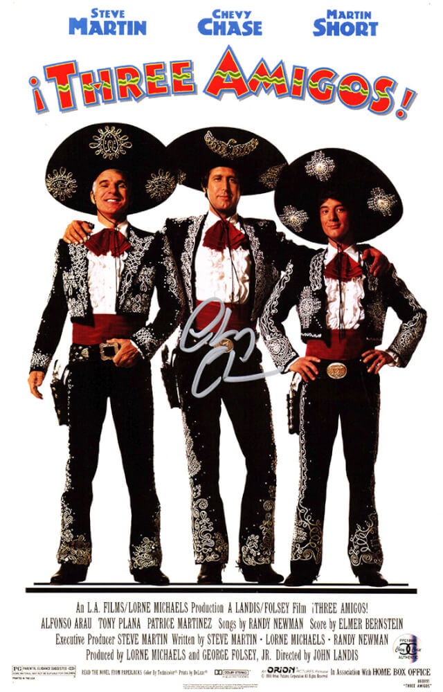 Chevy Chase Signed Three Amigos 11x17 Movie Poster - CHAPST518 - Chevy Chase Signed Three Amigos 11x17 Movie Poster product image