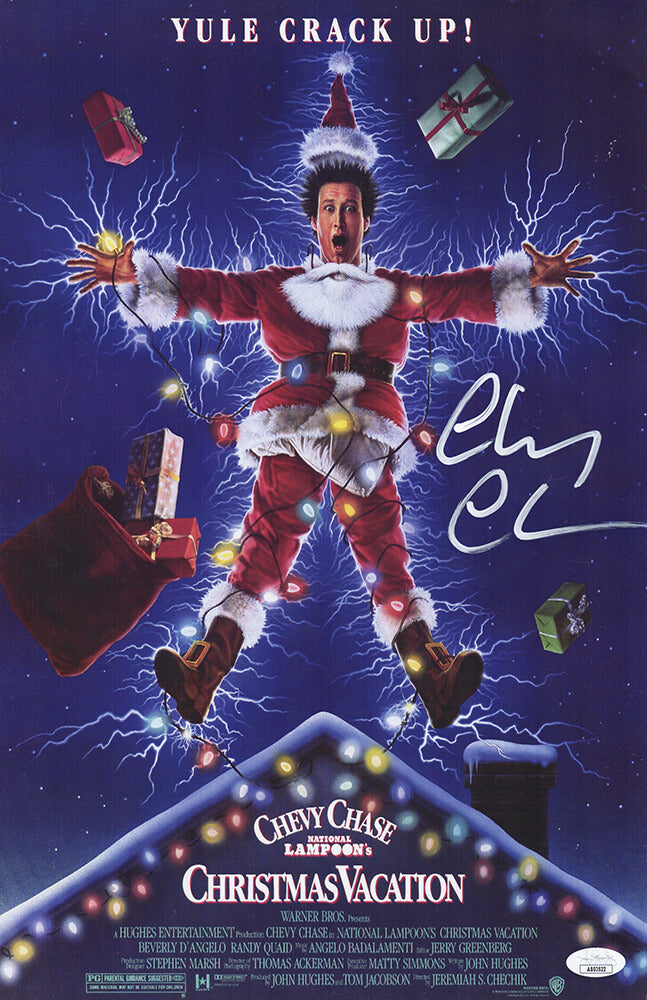 Chevy Chase Signed Christmas Vacation 11×17 Movie Poster (In White) (JSA) - CHAPST521 - Chevy Chase Signed Christmas Vacation 11×17 Movie Poster (In White) (JSA) product image