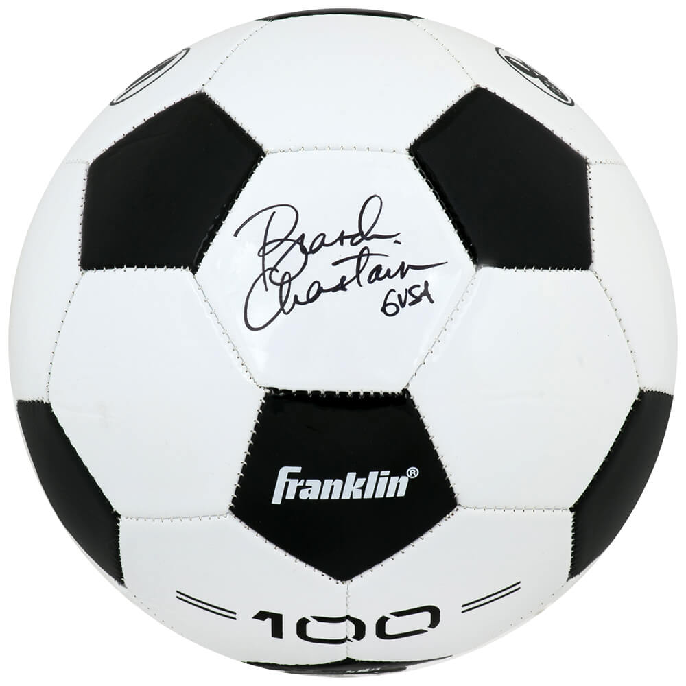Brandi Chastain Signed Franklin Black & White Size 5 Soccer Ball - CHASCR504 - Brandi Chastain Signed Franklin Black & White Size 5 Soccer Ball product image