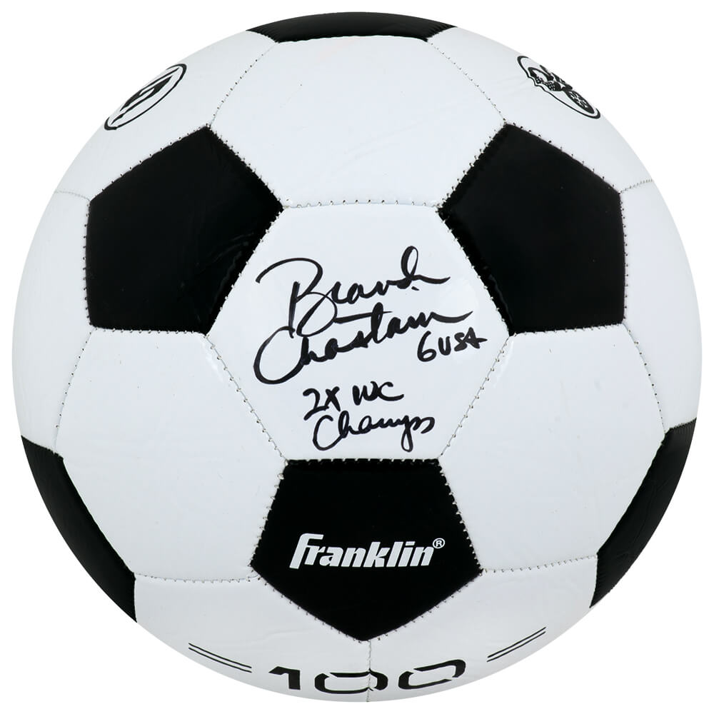 Brandi Chastain Signed Franklin Black & White Size 5 Soccer Ball w/2x WC Champs - CHASCR505 - Brandi Chastain Signed Franklin Black & White Size 5 Soccer Ball w/2x WC Champs product image