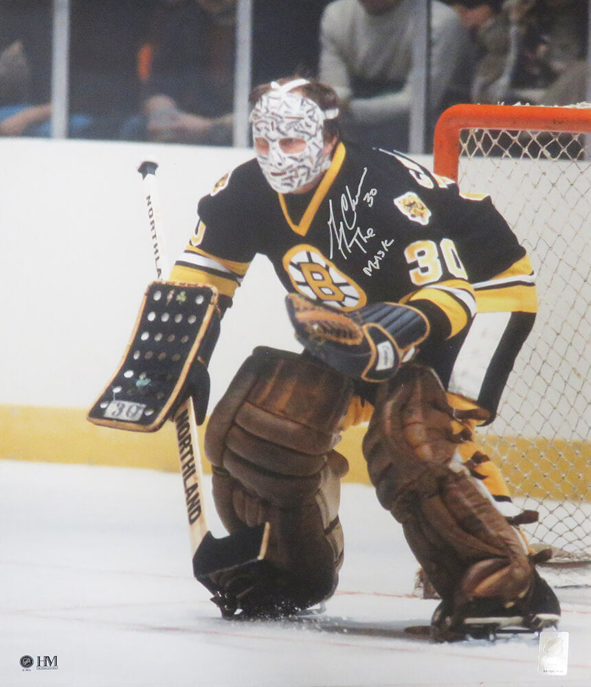 Gerry Cheevers Signed Boston Bruins Goalie Action 16x20 Photo w/The Mask - CHE16P424 - Gerry Cheevers Signed Boston Bruins Goalie Action 16x20 Photo w/The Mask product image