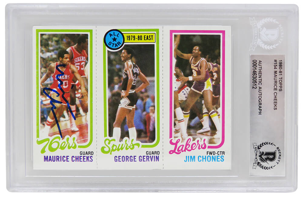 Maurice Cheeks Signed 1980-81 Topps Philadelphia 76ers Rookie Basketball Card #178 - (Beckett Encapsulated) - CHECAR203 - Maurice Cheeks Signed 1980-81 Topps Philadelphia 76ers Rookie Basketball Card #178 - (Beckett Encapsulated) product image