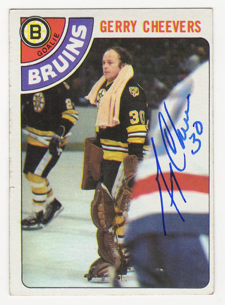 Gerry Cheevers Signed Boston Bruins 1978-79 Topps Hockey Trading Card #140 - CHECAR410 - Gerry Cheevers Signed Boston Bruins 1978-79 Topps Hockey Trading Card #140 product image