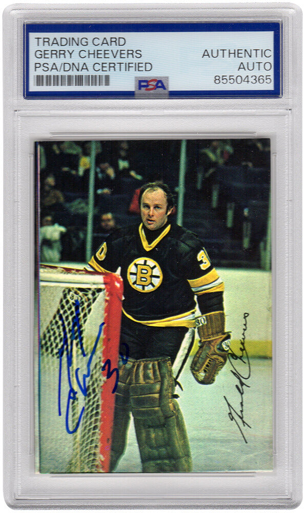 Gerry Cheevers Signed Boston Bruins 1977 Topps Glossy Card #2 - (PSA Encapsulated) - CHECAR413 - Gerry Cheevers Signed Boston Bruins 1977 Topps Glossy Card #2 - (PSA Encapsulated) product image