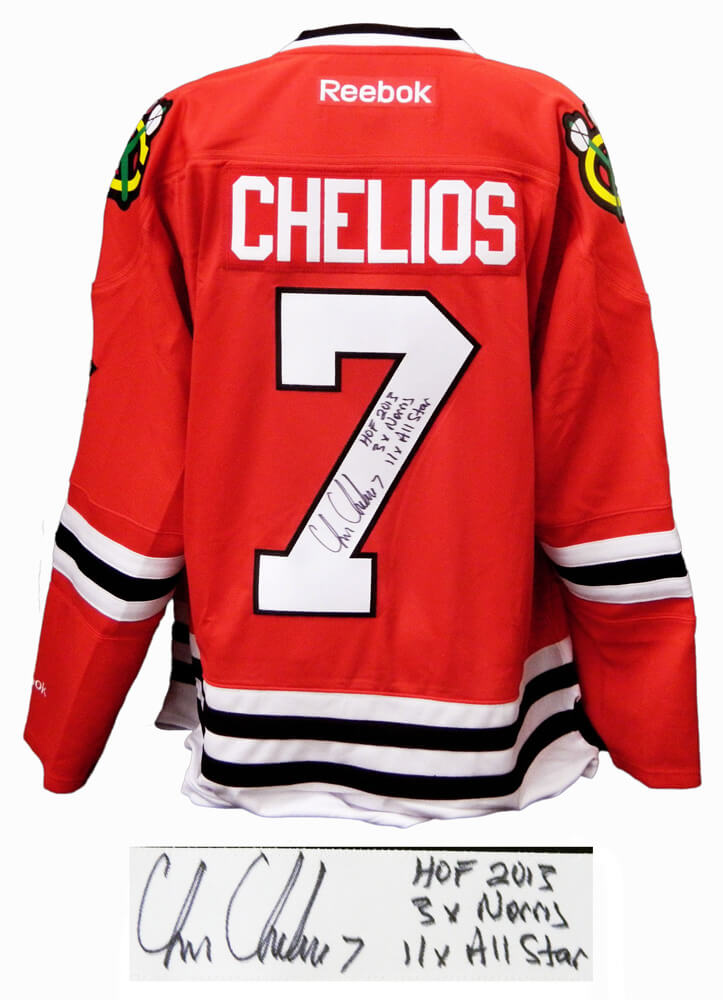 Chris Chelios Signed Blackhawks Red Reebok Premier Hockey Jersey w/HOF 2013, 3x Norris, 11x All Star - CHEJRY404 - Chris Chelios Signed Blackhawks Red Reebok Premier Hockey Jersey w/HOF 2013, 3x Norris, 11x All Star product image