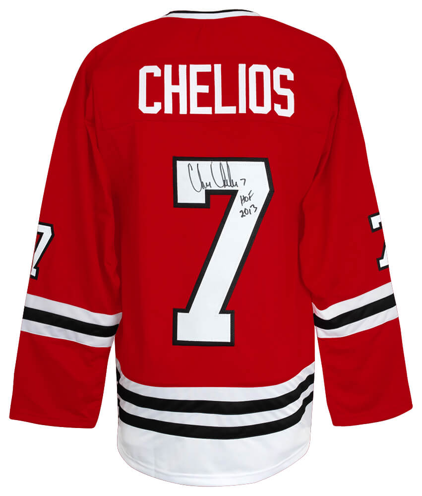 Chris Chelios Signed Red Long Sleeve Custom Hockey Jersey w/HOF 2013 - CHEJRY407 - Chris Chelios Signed Red Long Sleeve Custom Hockey Jersey w/HOF 2013 product image