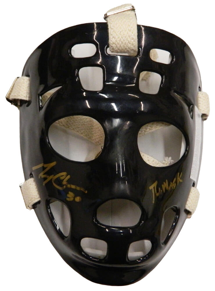 Gerry Cheevers Signed Black Hockey Goalie Mask w/The Mask - CHEMAS425 - Gerry Cheevers Signed Black Hockey Goalie Mask w/The Mask product image