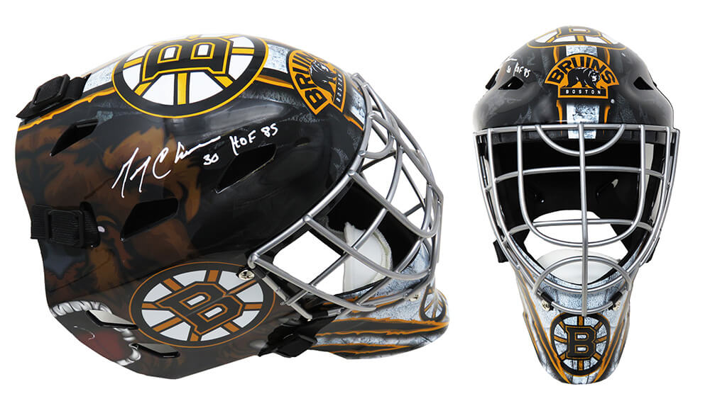 Gerry Cheevers Signed Boston Bruins Replica Goalie Mask w/HOF'85 - CHEMAS427 - Gerry Cheevers Signed Boston Bruins Replica Goalie Mask w/HOF'85 product image
