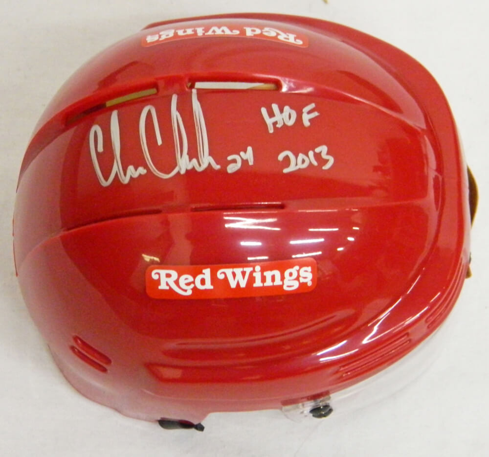 Chris Chelios Signed Red Wings Red Hockey Mini Helmet w/HOF 2013 - CHEMIN402 - Chris Chelios Signed Red Wings Red Hockey Mini Helmet w/HOF 2013 product image
