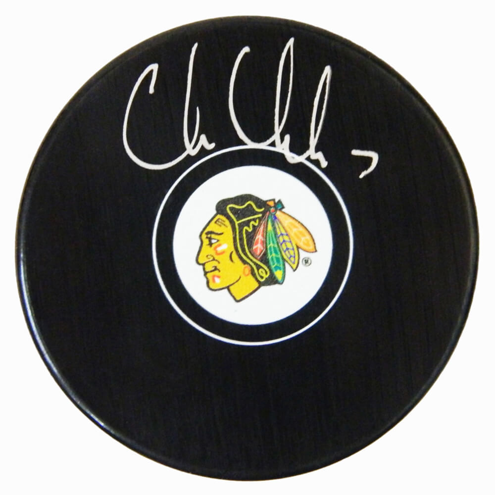 Chris Chelios Signed Chicago Blackhawks Logo Hockey Puck - CHEPUC412 - Chris Chelios Signed Chicago Blackhawks Logo Hockey Puck product image