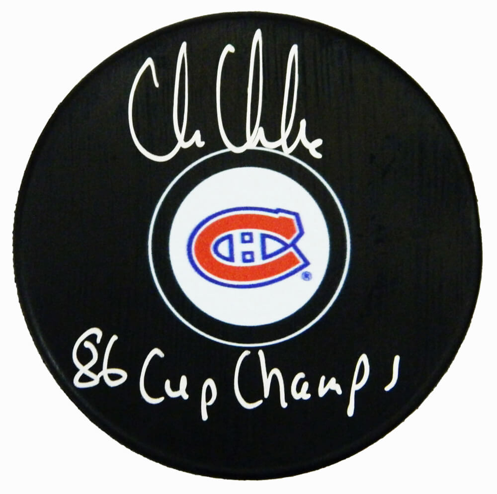 Chris Chelios Signed Montreal Canadiens Logo Hockey Puck w/86 Cup Champs - CHEPUC413 - Chris Chelios Signed Montreal Canadiens Logo Hockey Puck w/86 Cup Champs product image
