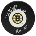 Gerry Cheevers Signed Bruins Team Logo Hockey Puck w/#30, HOF'85 - CHEPUC427 - Gerry Cheevers Signed Bruins Team Logo Hockey Puck w/#30, HOF'85 product image