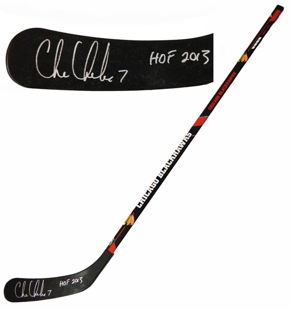 Chris Chelios Signed Chicago Blackhawks Logo 48 Inch Full Size Hockey Stick w/HOF 2013 - CHESTK402 - Chris Chelios Signed Chicago Blackhawks Logo 48 Inch Full Size Hockey Stick w/HOF 2013 product image