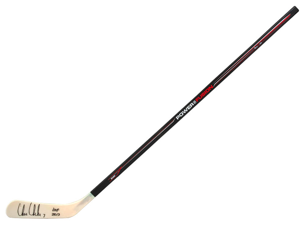 Chris Chelios Signed Franklin Power Fusion 48 Inch Full Size Hockey Stick w/HOF 2013 - CHESTK406 - Chris Chelios Signed Franklin Power Fusion 48 Inch Full Size Hockey Stick w/HOF 2013 product image