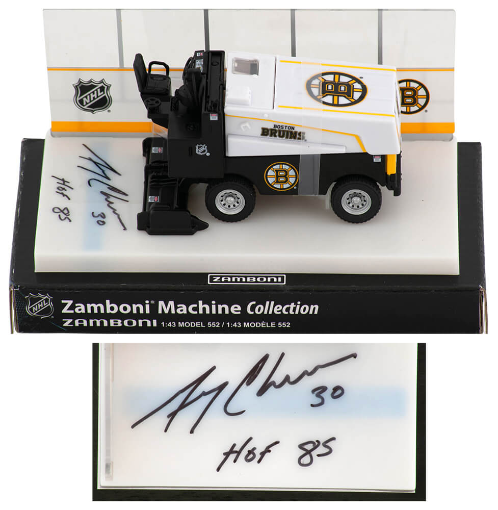 Gerry Cheevers Signed Boston Bruins NHL Mini Zamboni w/HOF'85 - CHEZAM410 - Gerry Cheevers Signed Boston Bruins NHL Mini Zamboni w/HOF'85 product image