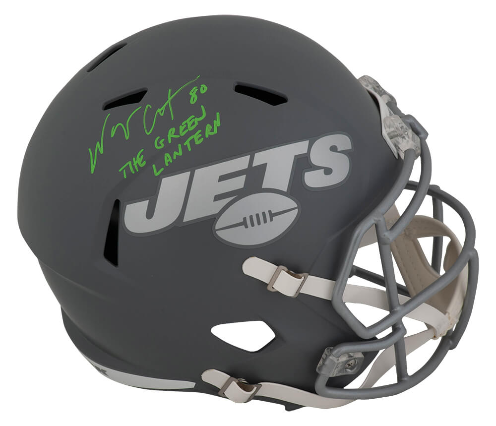 Wayne Chrebet Signed New York Jets SLATE Riddell Full Size Speed Replica Helmet w/The Green Lantern - CHRREP306 - Wayne Chrebet Signed New York Jets SLATE Riddell Full Size Speed Replica Helmet w/The Green Lantern product image