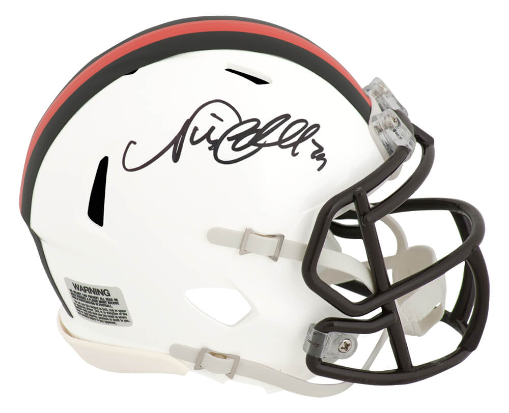 Nick Chubb Signed Cleveland Browns 2023 On-Field Alternate White Riddell Speed Mini Helmet - CHUMIN302 - Nick Chubb Signed Cleveland Browns 2023 On-Field Alternate White Riddell Speed Mini Helmet product image