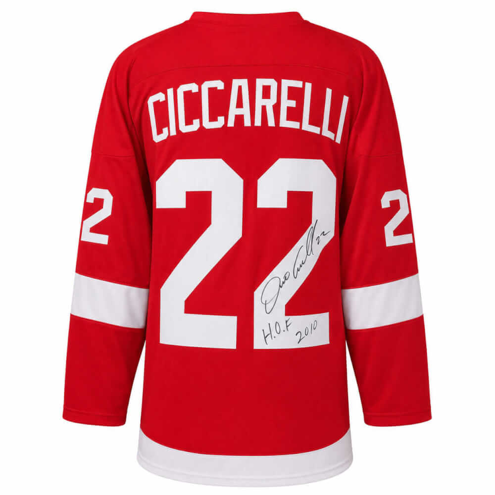 Dino Ciccarelli Signed Red Custom Hockey Jersey w/HOF 2010 - CICJRY400 - Dino Ciccarelli Signed Red Custom Hockey Jersey w/HOF 2010 product image