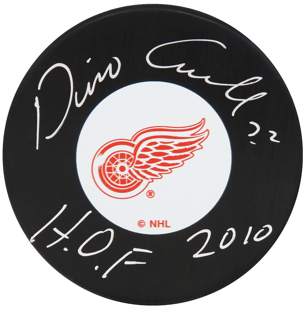 Dino Ciccarelli Signed Detroit Red Wings Logo Hockey Puck w/HOF 2010 - CICPUC403 - Dino Ciccarelli Signed Detroit Red Wings Logo Hockey Puck w/HOF 2010 product image