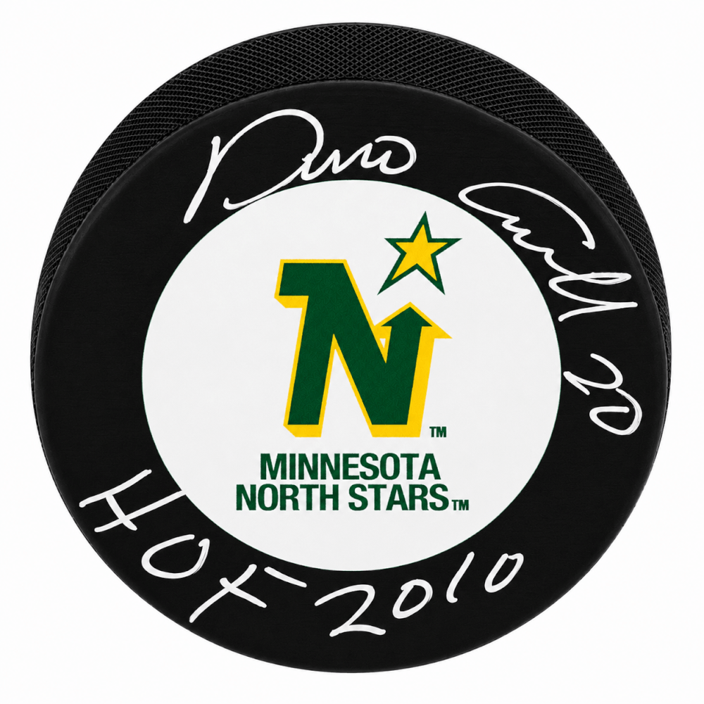 Dino Ciccarelli Signed Minnesota North Stars Large Logo Hockey Puck w/HOF 2010 - CICPUC409 - Dino Ciccarelli Signed Minnesota North Stars Large Logo Hockey Puck w/HOF 2010 product image