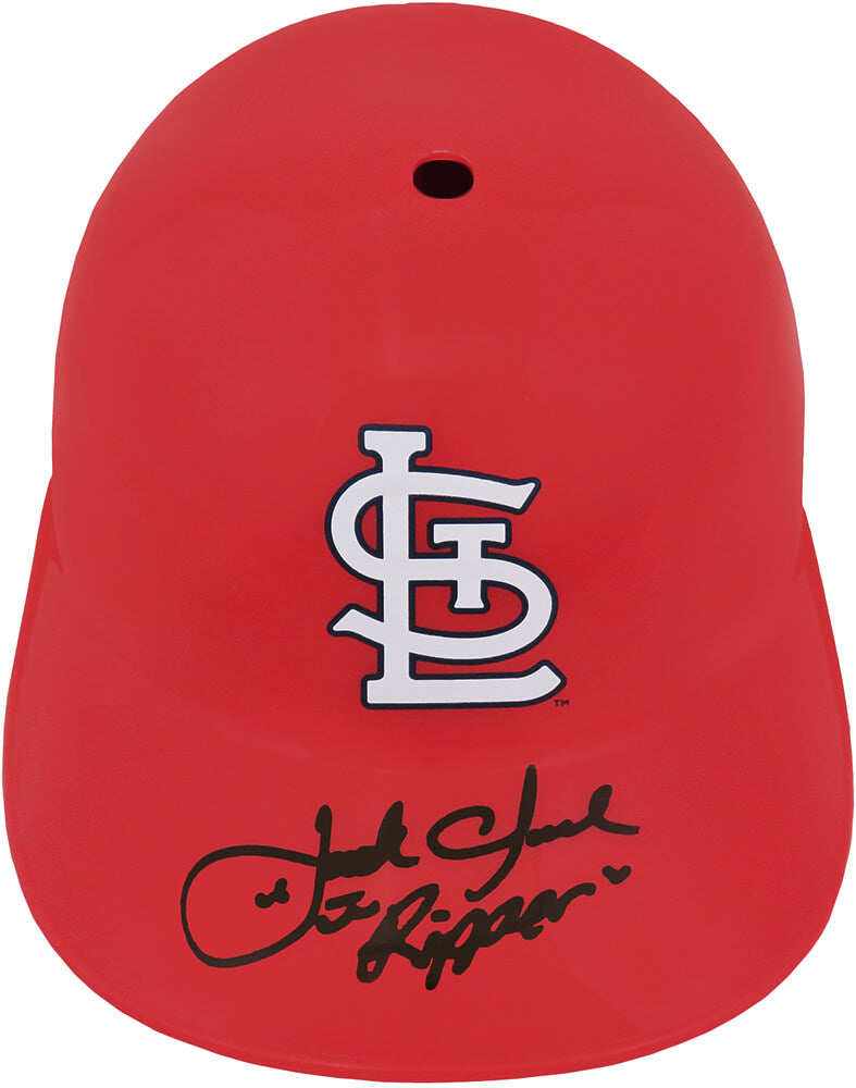 Jack Clark Signed St. Louis Cardinals Souvenir Replica Batting Helmet w/Ripper - CLABTH101 - Jack Clark Signed St. Louis Cardinals Souvenir Replica Batting Helmet w/Ripper product image