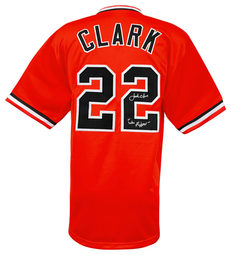 Jack Clark Signed Orange Throwback Custom Baseball Jersey w/Ripper - CLAJRY100 - Jack Clark Signed Orange Throwback Custom Baseball Jersey w/Ripper product image