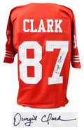 Dwight Clark Signed Red Throwback Custom Football Jersey (JSA) - CLAJRY300 - Dwight Clark Signed Red Throwback Custom Football Jersey (JSA) product image