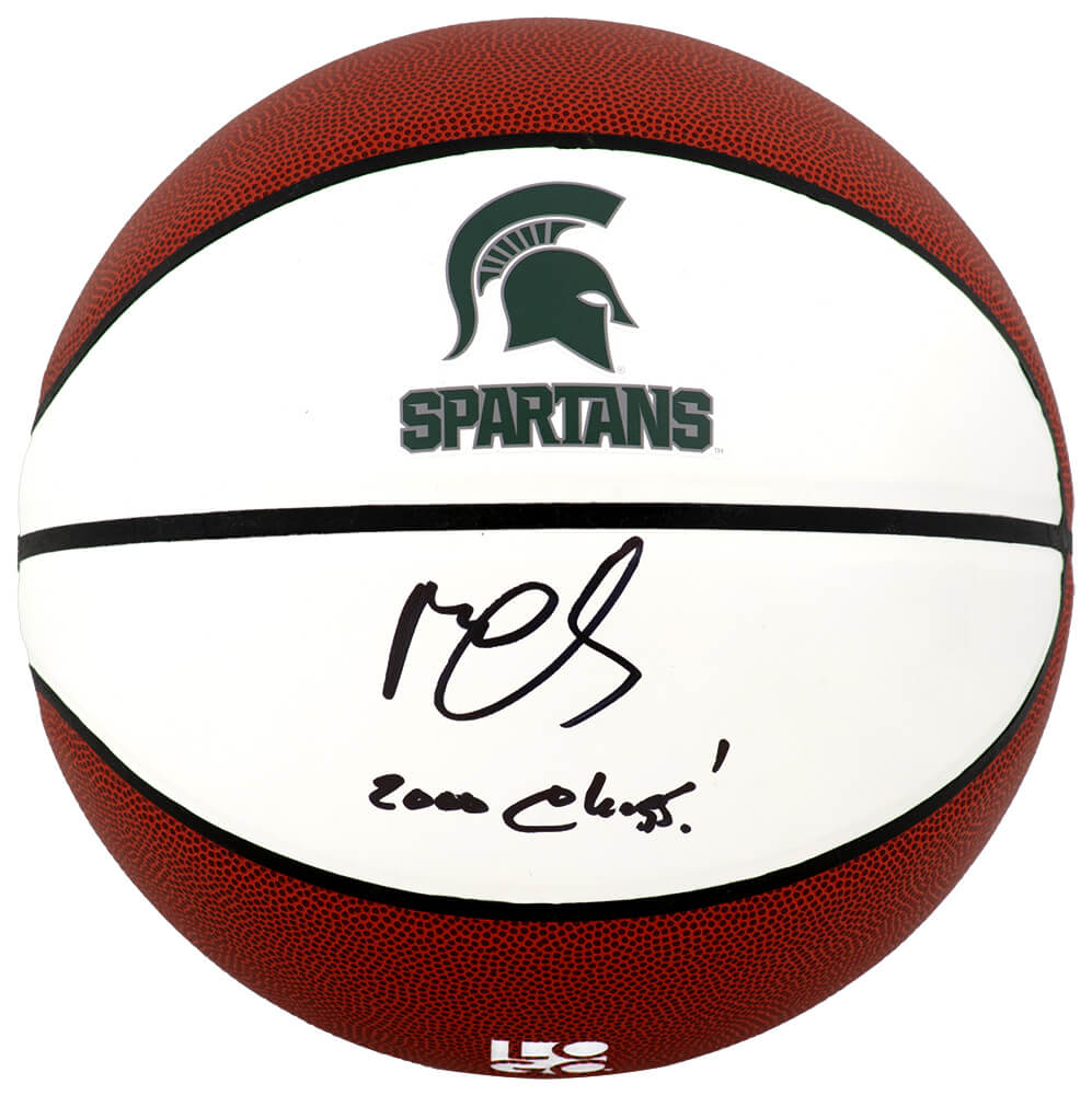 Mateen Cleaves Signed Michigan State Spartans Logo Brands White Logo Basketball w/2000 Champs - CLEBSK201 - Mateen Cleaves Signed Michigan State Spartans Logo Brands White Logo Basketball w/2000 Champs product image