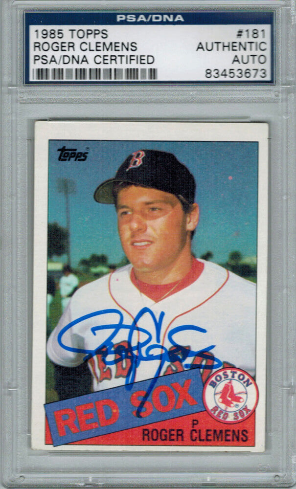 Roger Clemens Signed Boston Red Sox 1985 Topps Rookie Card #181 - PSA/DNA - CLECAR100 - Roger Clemens Signed Boston Red Sox 1985 Topps Rookie Card #181 - PSA/DNA product image