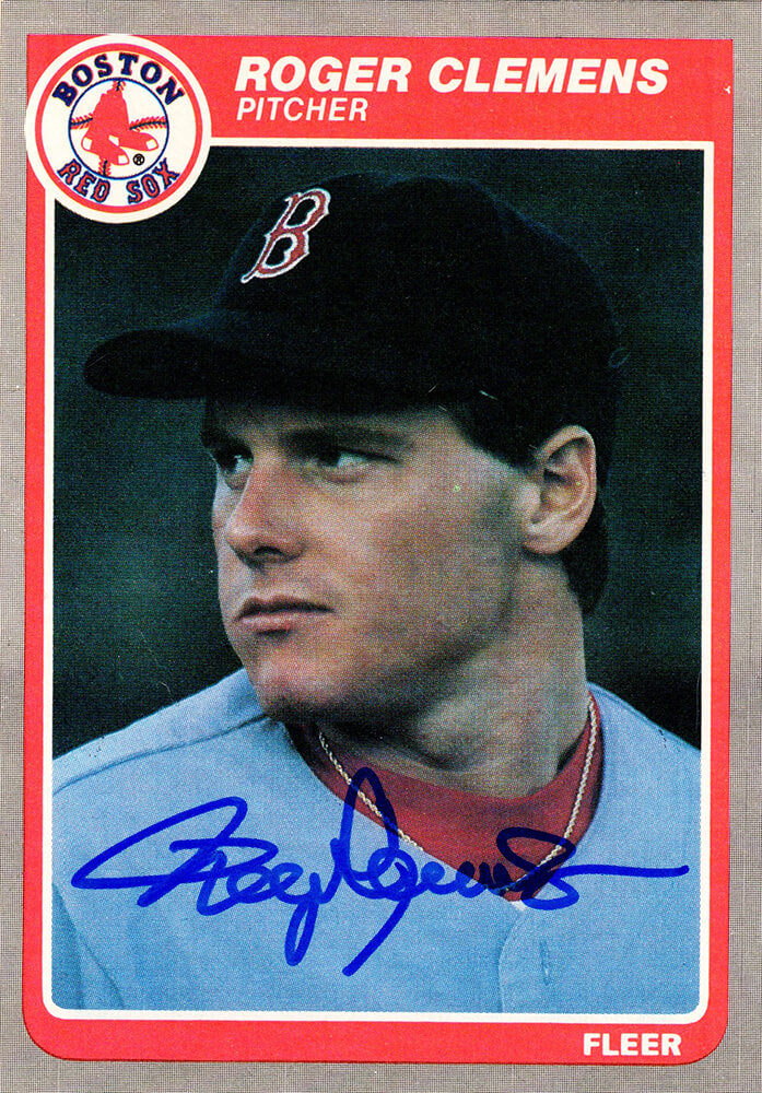 Roger Clemens Signed Boston Red Sox 1985 Fleer Rookie Baseball Card #155 - CLECAR104 - Roger Clemens Signed Boston Red Sox 1985 Fleer Rookie Baseball Card #155 product image