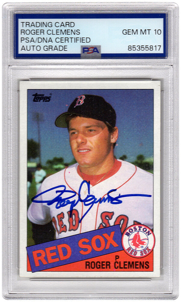 Roger Clemens Signed Boston Red Sox 1985 Topps Rookie Baseball Card #181 (PSA Encapsulated - Auto Grade 10) - CLECAR114 - Roger Clemens Signed Boston Red Sox 1985 Topps Rookie Baseball Card #181 (PSA Encapsulated - Auto Grade 10) product image