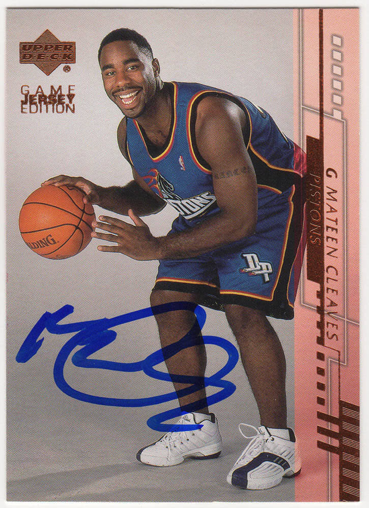 Mateen Cleaves Signed Detroit Pistons 2000-01 Upper Deck Rookie Basketball Card #281 - CLECAR200 - Mateen Cleaves Signed Detroit Pistons 2000-01 Upper Deck Rookie Basketball Card #281 product image