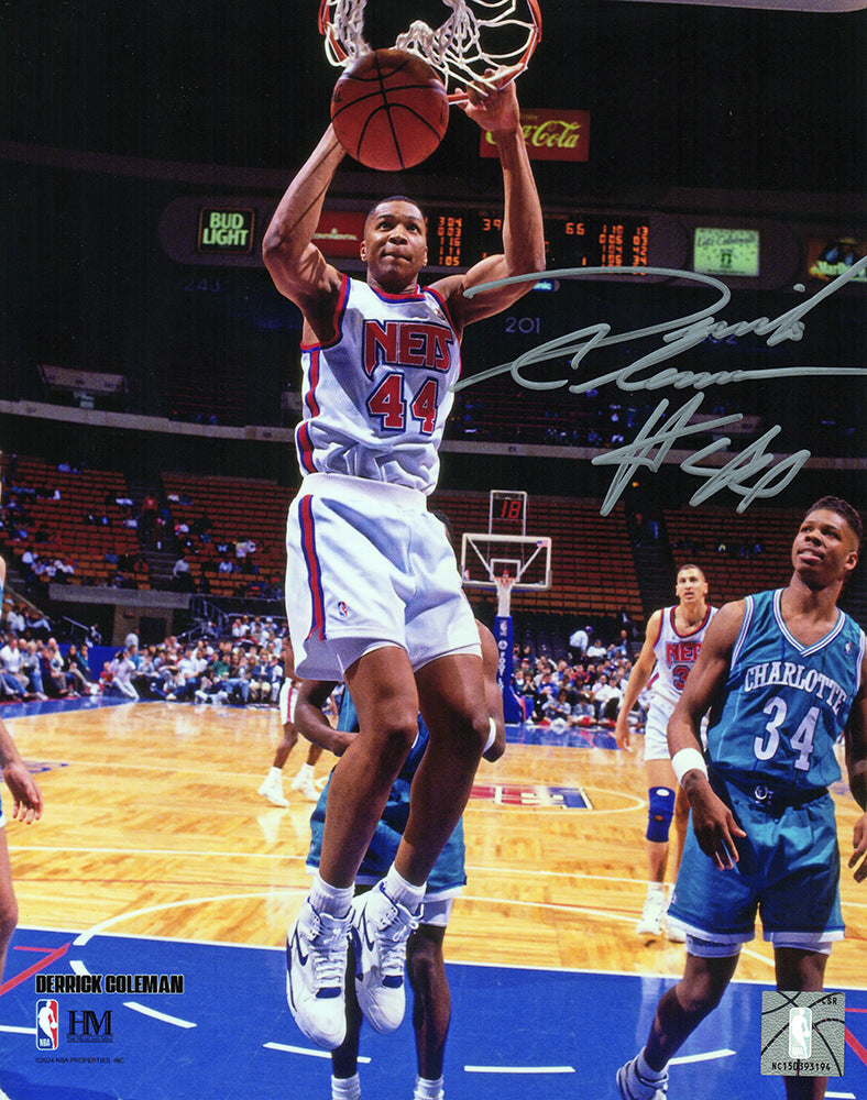 Derrick Coleman Signed Nets Slam Dunk Action 8x10 Photo - COL08P203 - Derrick Coleman Signed Nets Slam Dunk Action 8x10 Photo product image