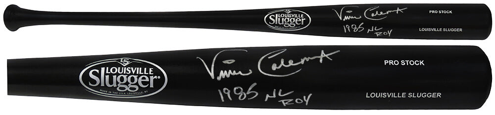 Vince Coleman Signed Louisville Slugger Pro Stock Black Baseball Bat w/85 NL ROY - COLBAT101 - Vince Coleman Signed Louisville Slugger Pro Stock Black Baseball Bat w/85 NL ROY product image