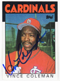 Vince Coleman Signed St. Louis Cardinals 1986 Topps Baseball Trading Card #370 - COLCAR101 - Vince Coleman Signed St. Louis Cardinals 1986 Topps Baseball Trading Card #370 product image