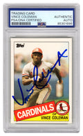 Vince Coleman Signed St. Louis Cardinals 1985 Topps Traded Rookie Baseball Trading Card #24T - (PSA Encapsulated) - COLCAR105 - Vince Coleman Signed St. Louis Cardinals 1985 Topps Traded Rookie Baseball Trading Card #24T - (PSA Encapsulated) product image