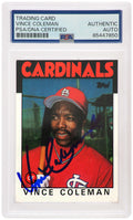 Vince Coleman Signed Cardinals 1986 Topps Baseball Trading Card #370 - (PSA Encapsulated) - COLCAR106 - Vince Coleman Signed Cardinals 1986 Topps Baseball Trading Card #370 - (PSA Encapsulated) product image